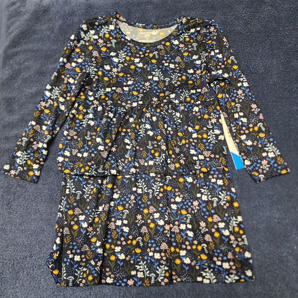 Members Mark Knit Tiered Dress 2T Navy Floral